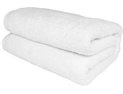 A folded white bath sheet.