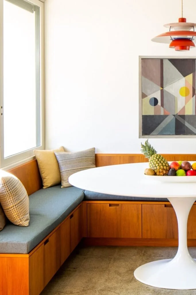 In the Mid-Century period built-in seating for kitchens was very popular.