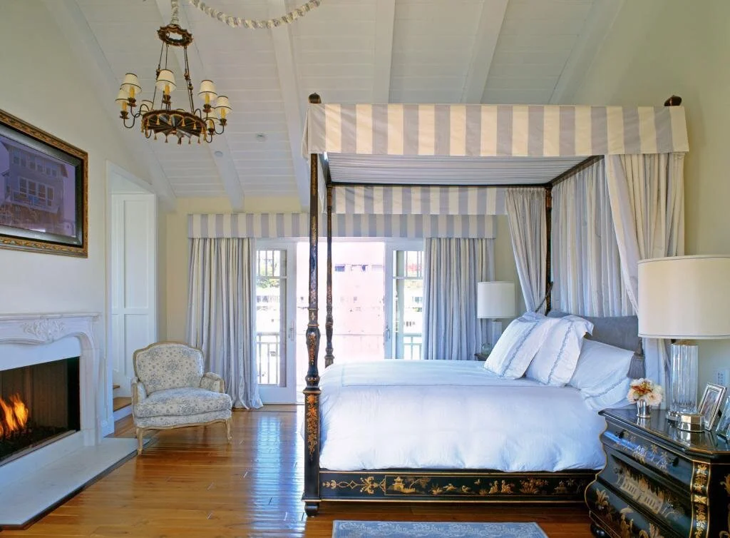 Waterfront bedroom with a casual elegance.